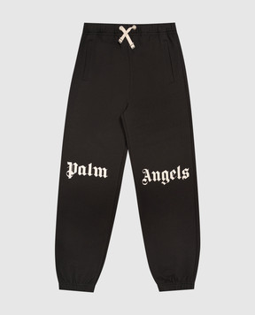 Palm Angels Детские черные джоггеры с принтом логотипа F6PAJBFP016