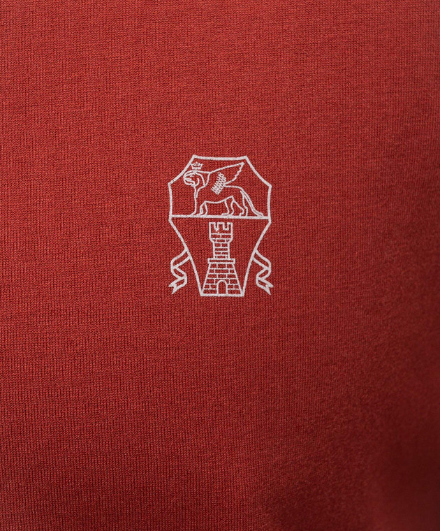 Brunello Cucinelli Терракотовая футболка с принтом эмблемы M0B138440 изображение 4