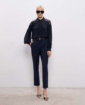 Twinset Синя блуза з мереживом 261TP2591