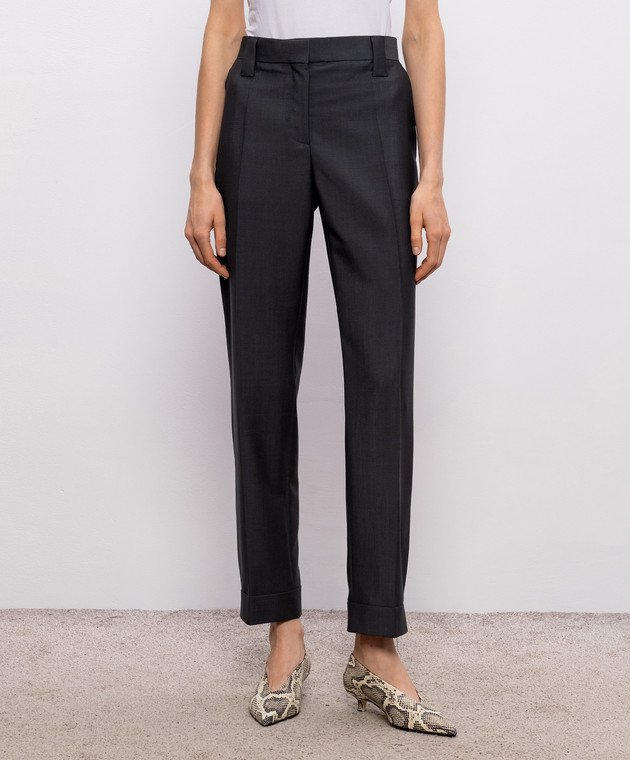 Versace Серые брюки из шерсти и мохера 10237921A17669 изображение 3