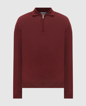Bertolo Cashmere Бордовое поло из шерсти и шелка с молнией 90083700000658