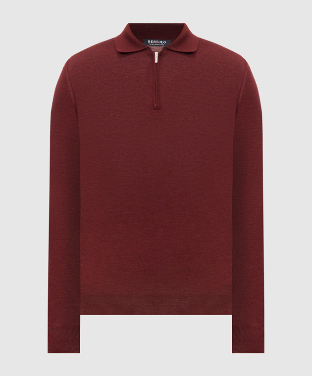 Bertolo Cashmere Бордовое поло из шерсти и шелка с молнией 90083700000658