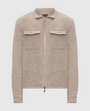 Doriani Cashmere Бежева сорочка з вовни на блискавці 876TJ3