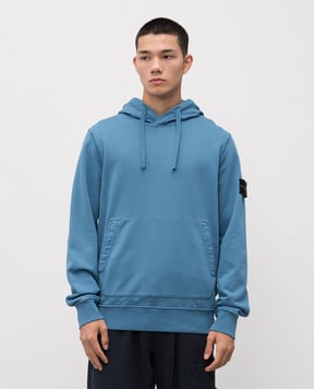 Stone Island Блакитне худі з логотипом K2S156100062S0051