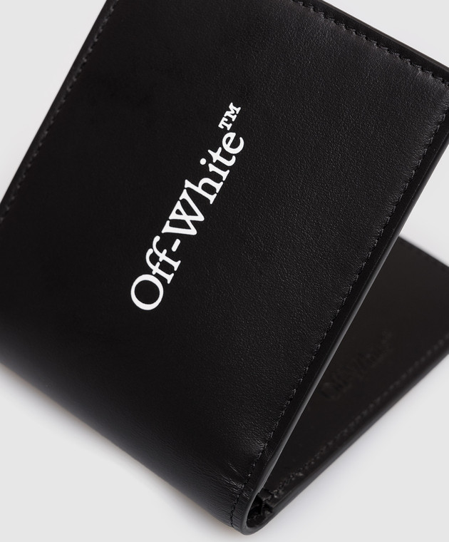 Off-White Чорне шкіряне портмоне з логотипом OMNC085C99LEA001 зображення 4