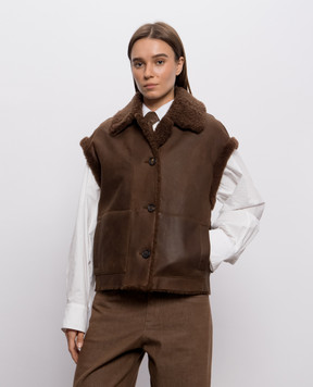 Brunello Cucinelli Коричневый двухстронный жилет MPMBP7464P