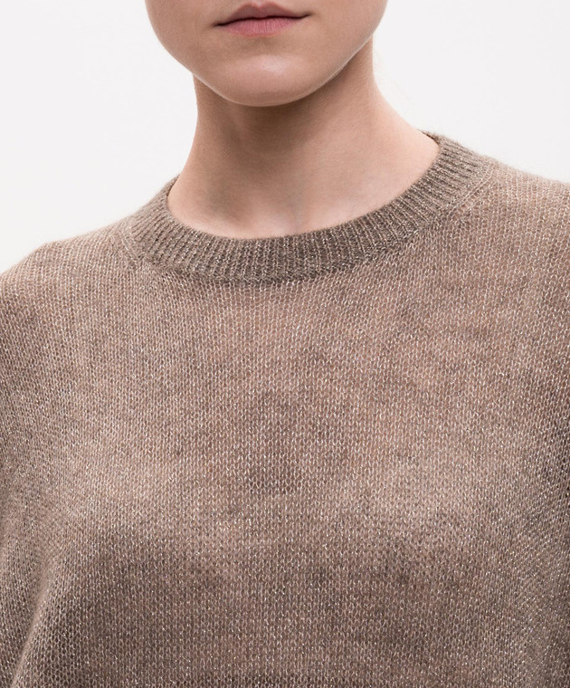 Brunello Cucinelli Коричневий светр з мохером з люрексом MBG775520P зображення 5