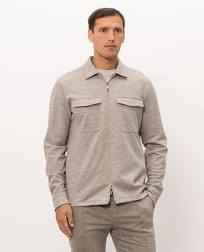 Doriani Cashmere Бежева сорочка з вовни на блискавці 876TJ3
