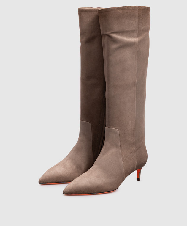 Santoni Бежевые замшевые сапоги WSLQ72436HI2SAEA изображение 2