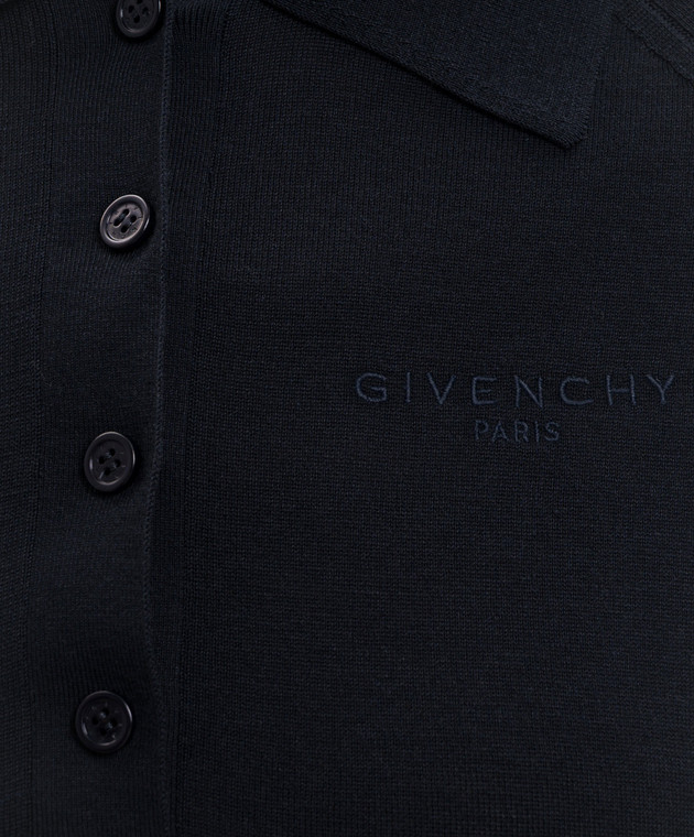 Givenchy Синє поло із шовком з вишивкою логотипа BWL00C4ZUU зображення 5