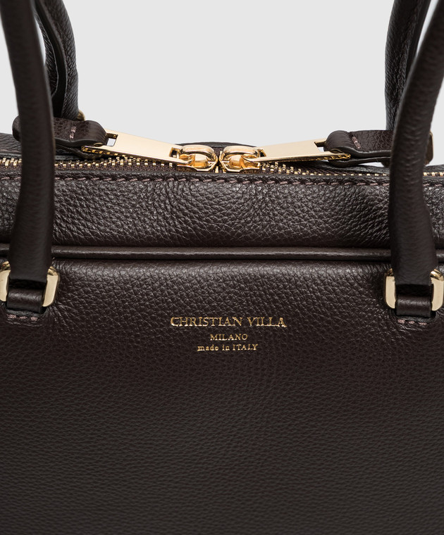 Christian Villa Коричневая кожаная сумка-тоут 06633 изображение 4