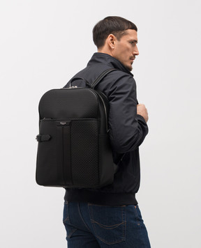 Serapian Чорний шкіряний рюкзак з логотипом SRSTSMLL739631ACG2