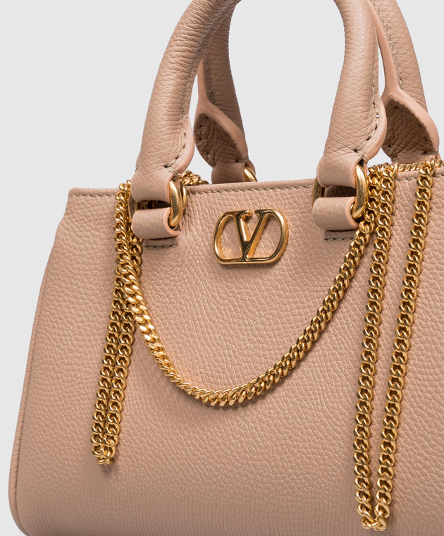 Valentino Бежева шкіряна сумка-міні VLogo 9W2P0BA9SNP зображення 7