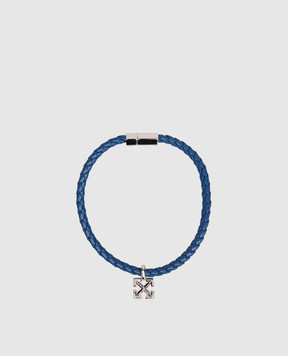 Off-White Синій шкіряний браслет з підвіскою Arrow OMOA10NC99MET001