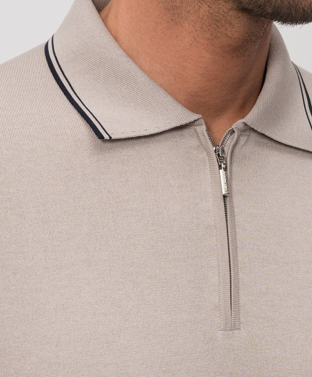 Castangia dal 1850 Бежевое поло с шелком NCCA38MCE26 изображение 5