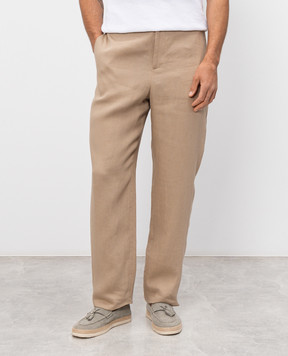 Agnona Бежевые брюки из льна T711U7YU3049