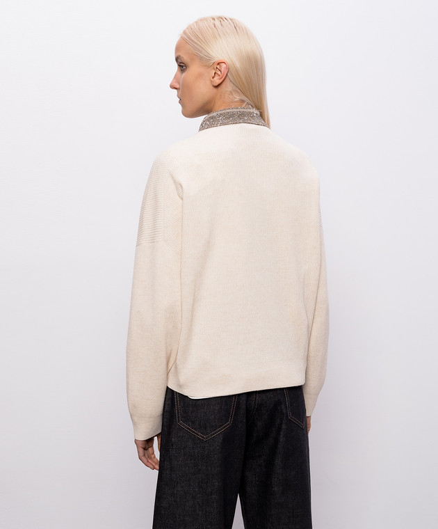 Brunello Cucinelli Бежевий кардиган з вовни, кашеміру та шовку M16232406 зображення 4