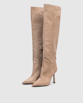 Babe Pay Pls Бежевые замшевые ботфорты 631911ZA