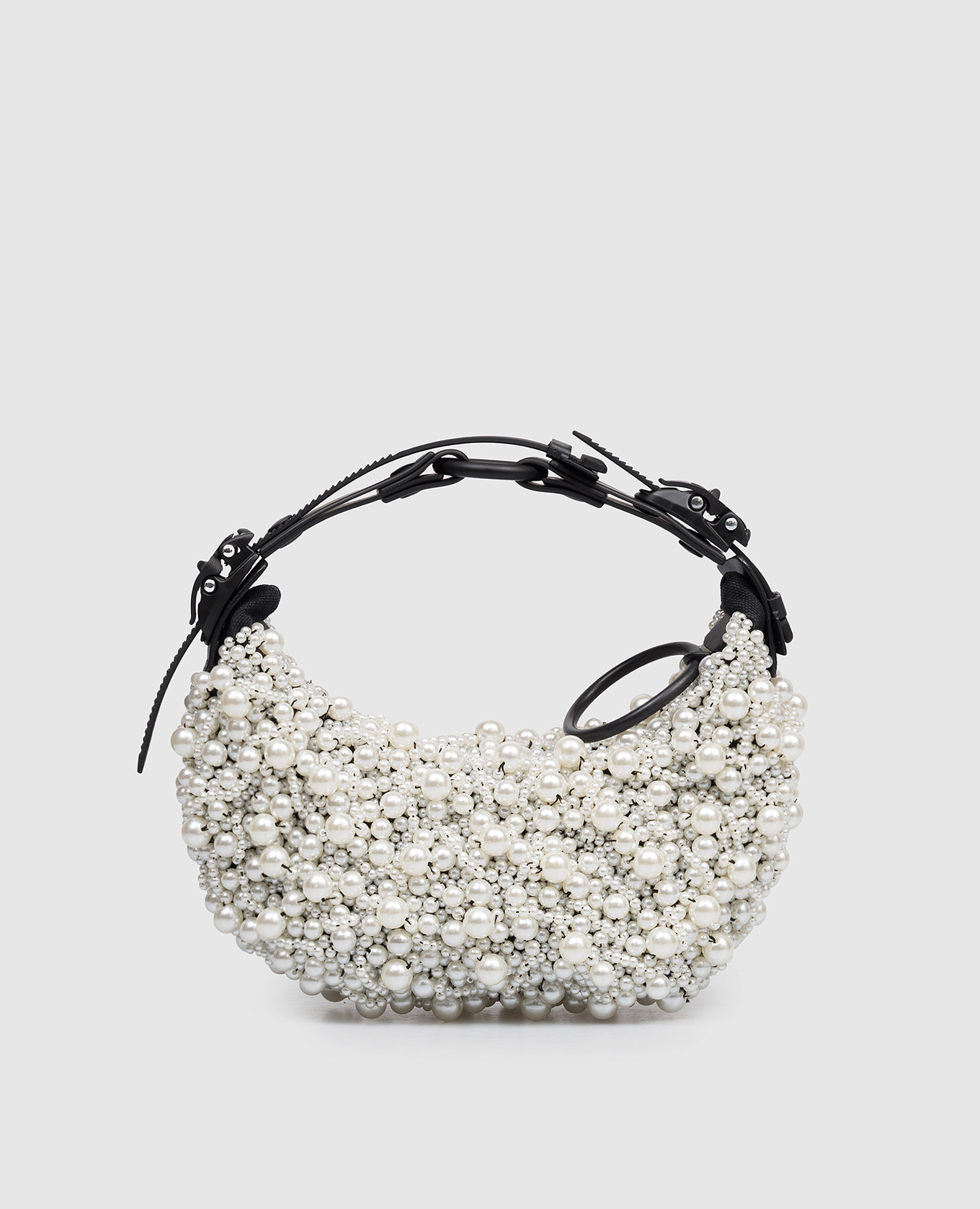 

Белая сумка-хобо HM0 с бусинами в виде жемчужин, Белый, Сумки на плечо