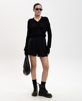 Y`S Yamamoto Чорні шорти з вовни у візерунок YLP01107