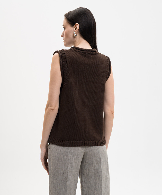 Loulou de Saison Коричневий жилет Effy з льону та шовку EFFY зображення 4