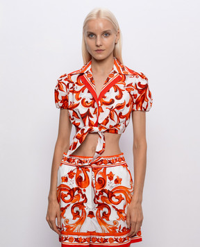 Dolce&Gabbana Укорочена сорочка в брендовий принт F5T66TGDDRD