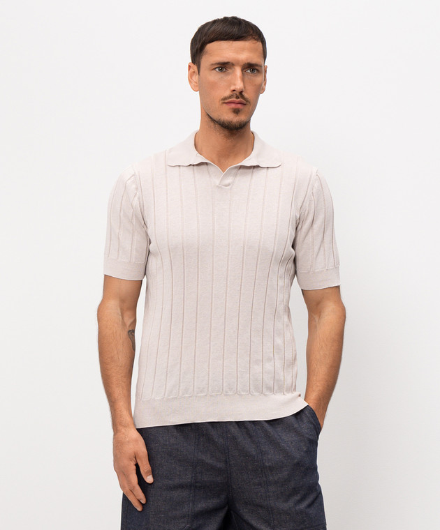 Pini Parma Бежеве поло з бавовни POLORIBST зображення 3