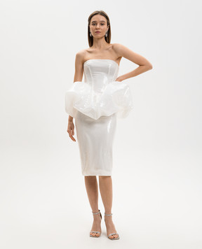 David Koma Біла сукня з баскою в паєтки RE26DK73D