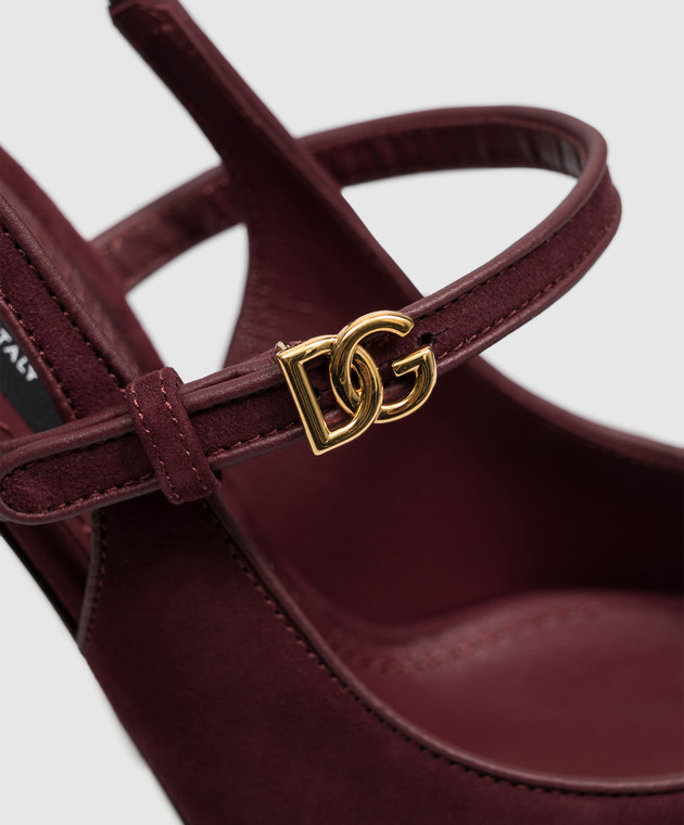 Dolce&Gabbana Бордовые замшевые слингбеки CG0971AQ134 изображение 5