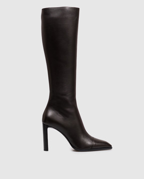 Saint Laurent Коричневые кожаные сапоги VENETIA 823417AADF0