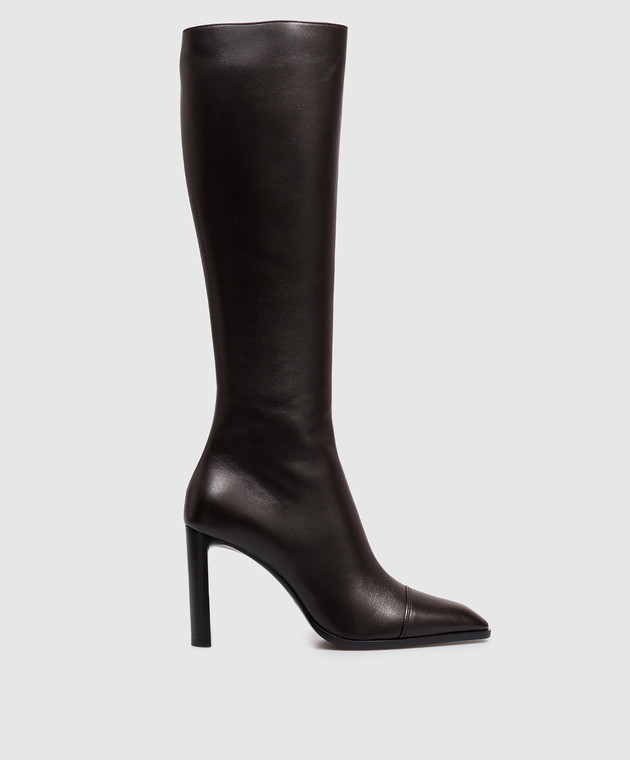 Saint Laurent Коричневые кожаные сапоги VENETIA 823417AADF0
