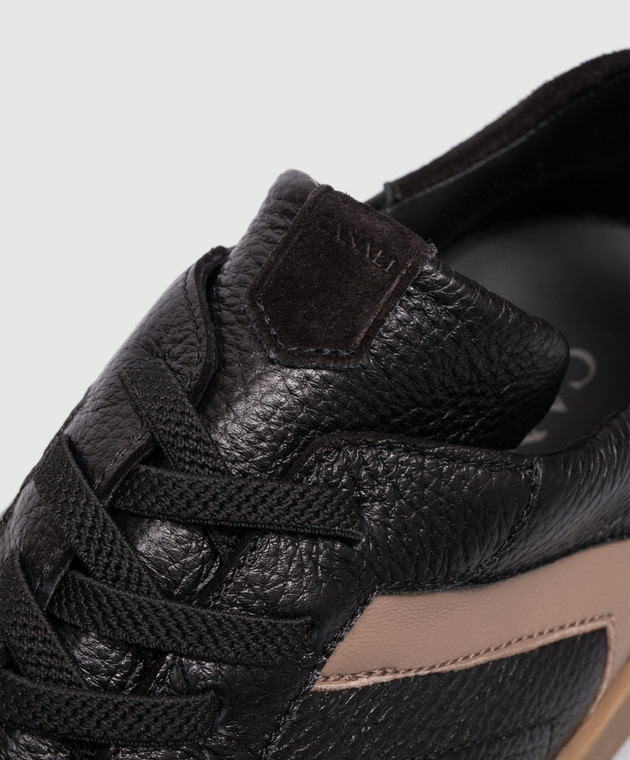 Canali Чорні шкіряні кросівки RC01359491230 зображення 5