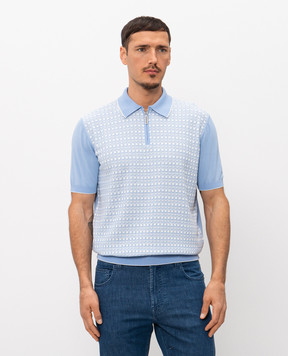 Stefano Ricci Блакитне поло з шовком K414018P31F26269