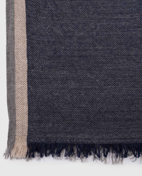 Brunello Cucinelli Синий шарф с кашемиром и шелком MSC606AV