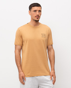 Dolce&Gabbana Коричнева футболка з нашивкою монограми G8PV1ZG7P3N