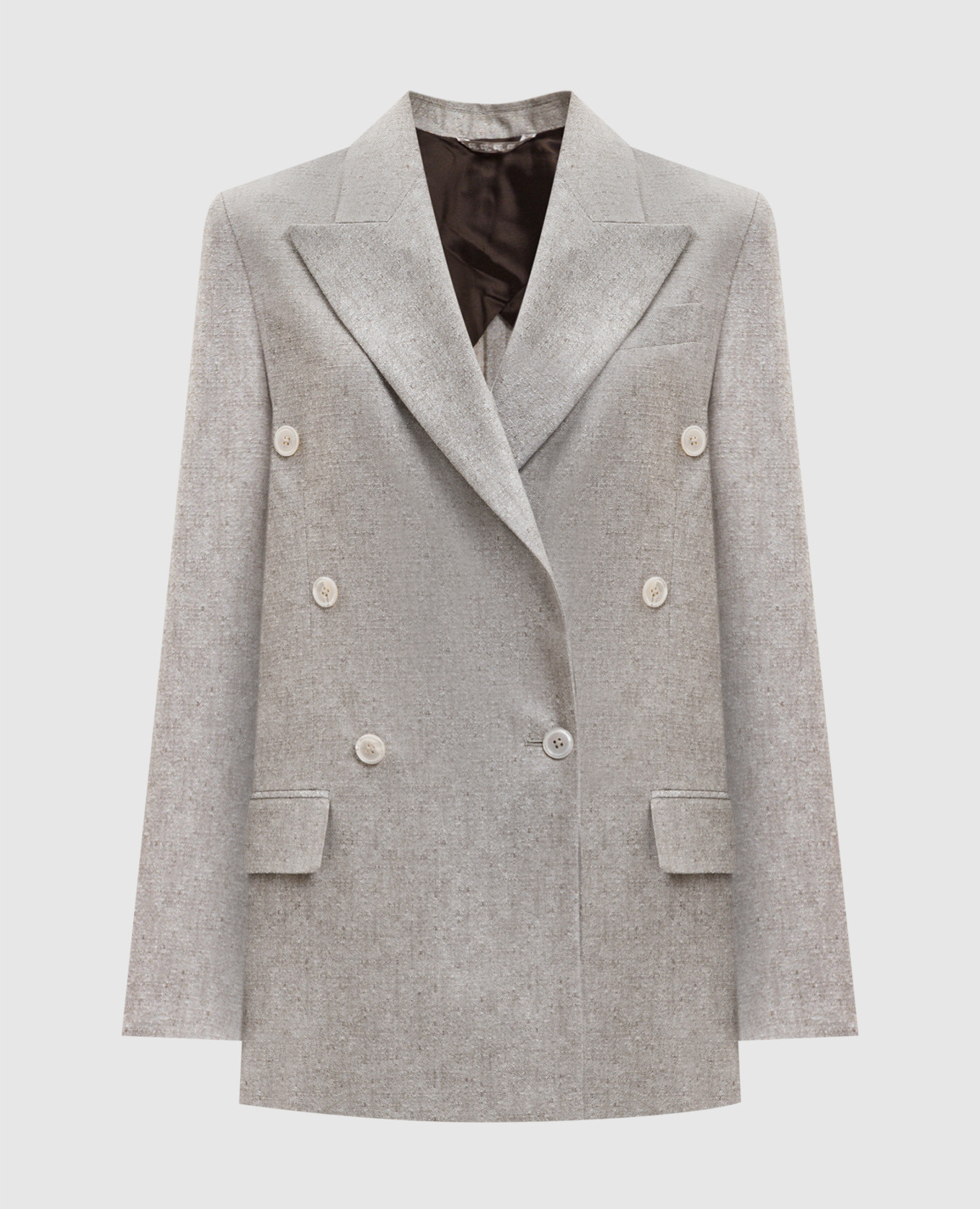 Бежевый двубортный жакет Afrodite из шелка и кашемира