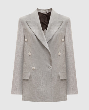 Marco Pescarolo Бежевый двубортный жакет Afrodite из шелка и кашемира AFRODITED5387