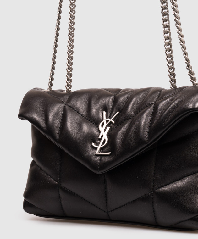 Saint Laurent Чорна шкіряна сумка з емблемою 7593371EL00 зображення 4
