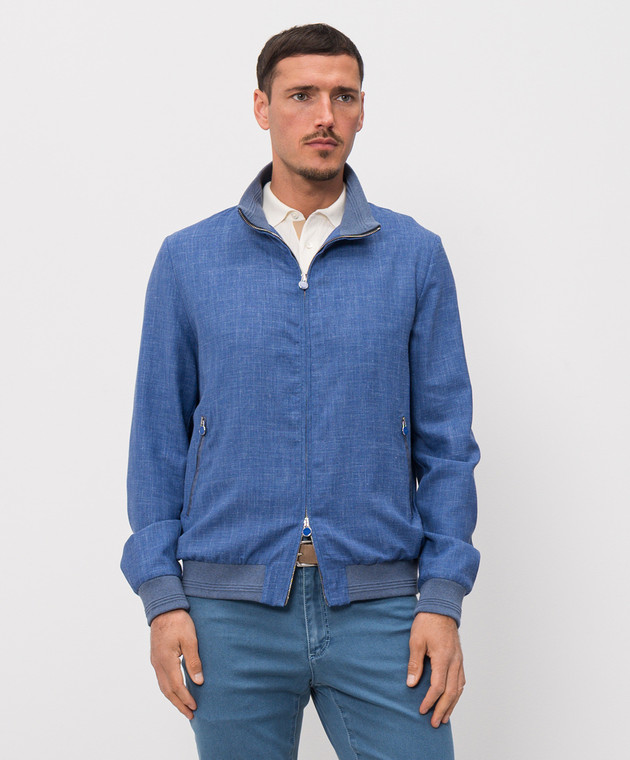 Castangia dal 1850 Синяя куртка из шерсти, шелка и льна AQMOD5426 изображение 3