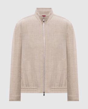 Brunello Cucinelli Бежевая куртка из шелка, льна и шерсти MZ4036580