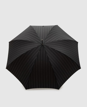 Pasotti Черный зонтик-трость Dandy в полоску OMITUO478RASO10941