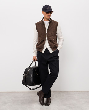 Brunello Cucinelli Темно-синие брюки с льном MH253S2440