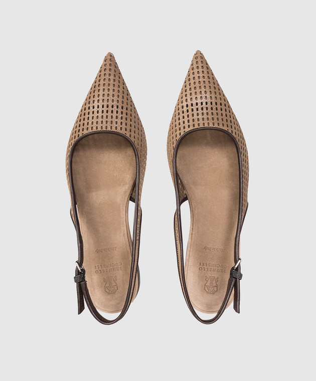 Brunello Cucinelli Коричневі замшеві слінгбеки MZDVC3179 зображення 4