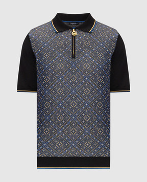 Stefano Ricci Черное поло с шелком в узоре K616461P31F26223