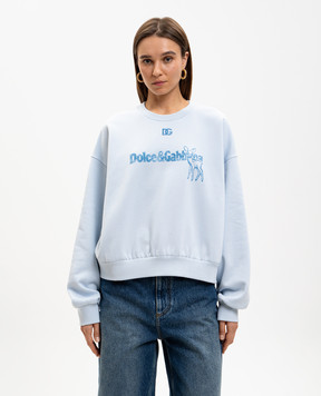 Dolce&Gabbana Блакитний світшот з принтом логотипа F9Q92ZGDDM6