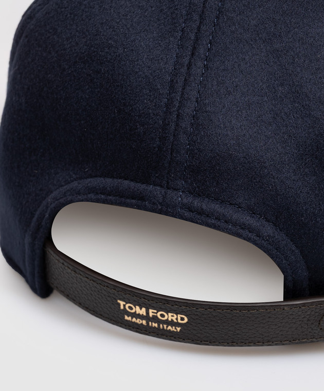 Tom Ford Синяя кепка из кашемира с вышивкой монограммы MH005TCW003G изображение 4