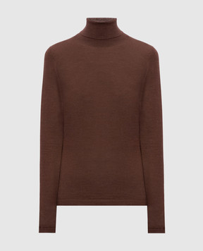 Brunello Cucinelli Коричневый гольф из кашемира и шелка M13800063