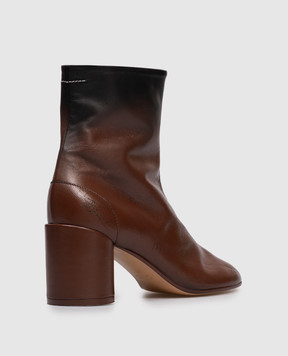 Maison Margiela MM6 Коричневые кожаные ботильоны с эффектом кракелюра S66WU0131P7439