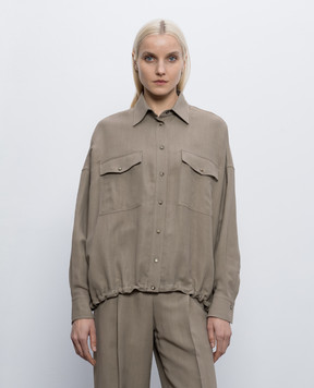 Brunello Cucinelli Коричневая рубашка с льном MH126NE416