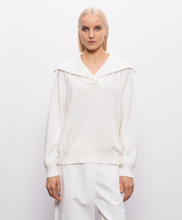 Brunello Cucinelli Свитер цвета айвори с цепочкой мониль M19253202 изображение 3